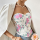 Floral Backless Corset Tube Top With Rhinestone Detail