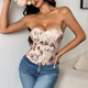 Floral Backless Corset Tube Top With Rhinestone Detail