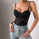 Transparentes Mesh Gespleißtes Korsett Top Mit Spaghettiträgern
