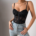 Transparentes Mesh Gespleißtes Korsett Top Mit Spaghettiträgern