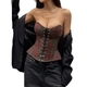 Vintage Plaid Corset Tube Top Waist-Slimming Vest