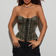 Vintage Plaid Corset Tube Top Waist-Slimming Vest