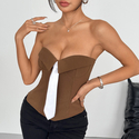 Solid Color Tie-Front Tube Top Cami