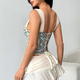 Apricot Pastoral Floral Jacquard Cami Corset Waist-Shaping Top