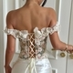 French Oil Painting Rose Off-Shoulder Corset Top With Ruffle Trim