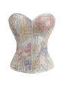 Aprikosenfarbenes Vintage Palast Monet Ölgemälde Korsett Bustier Top