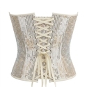 Aprikosenfarbenes Vintage Palast Monet Ölgemälde Korsett Bustier Top