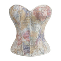 Aprikosenfarbenes Vintage Palast Monet Ölgemälde Korsett Bustier Top