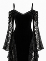 [US/EU-Größen] OM164-Schwarz Gothic Dark Velvet Spitzenkleid Hexen-Cosplay-Kostüm