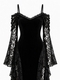 [US/EU-Größen] OM164-Schwarz Gothic Dark Velvet Spitzenkleid Hexen-Cosplay-Kostüm