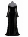 [US/EU-Größen] OM164-Schwarz Gothic Dark Velvet Spitzenkleid Hexen-Cosplay-Kostüm