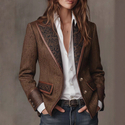 French Retro Color-Block Suit Collar Woolen Coat