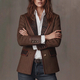 French Retro Color-Block Suit Collar Woolen Coat