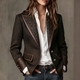 French Retro Color-Block Suit Collar Woolen Coat