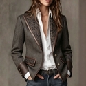 French Retro Color-Block Suit Collar Woolen Coat