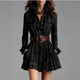 Plus Size French Retro Plaid Asymmetrical Slimming Dress