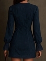 Zipper Lace Trim Patchwork V-Neck Long Sleeve Embroidered Dress