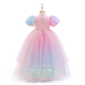 ASMR092-Light Pink Girls' Pink Gradient Sequin Mermaid Princess Dress