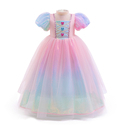ASMR092-Light Pink Girls' Pink Gradient Sequin Mermaid Princess Dress