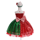 SD083-Red Green Girls Sequin Christmas Princess Dress With Bow