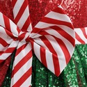 SD083-Red Green Girls Sequin Christmas Princess Dress With Bow
