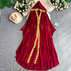 Elegant Hooded Lace Splicing Long Cardigan Dress