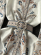 Vintage Print Flared Sleeve Single-Breasted Pleated Long Dress