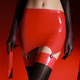 Patent Leather High-Gloss Thigh-High Stockings With Garter Clips