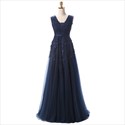 Tulle Cap Sleeve Square Neck Floor Length Dress With Lace Applique