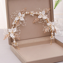 Gold Girls' Floral Pearl Headband Fairy Hair Accessory