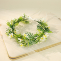 White and green wreath Handmade Floral Wreath Headpiece With Green Leaves