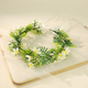 White and green wreath Handmade Floral Wreath Headpiece With Green Leaves