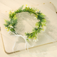 White and green wreath Handmade Floral Wreath Headpiece With Green Leaves