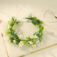 White and green wreath Handmade Floral Wreath Headpiece With Green Leaves