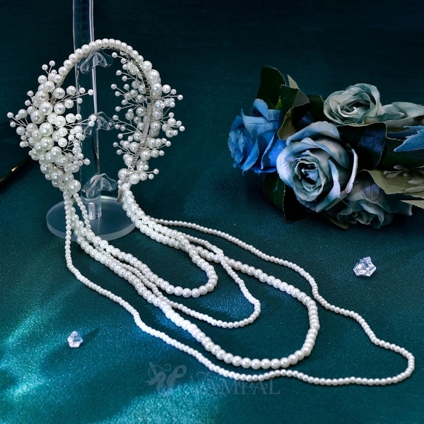 Sweet Princess Lace Trim Pearl Beaded Bridal Headband