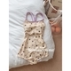 Cream Bear Shiny Open Back Racing Swimsuit
