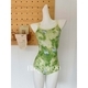 Green French Green Racing Swimsuit With Chest Pad