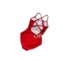 Roter roter bestickter Herz-Muster Sport-Badeanzug