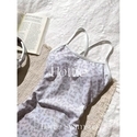 Shimmer Silver Leopard Boyshort Silver Leopard Print Boy Short One-Piece Swimsuit