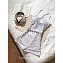 Shimmer Silver Leopard Boyshort Silver Leopard Print Boy Short One-Piece Swimsuit