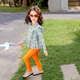 Orange Girls Long Sleeve Sun Protection Swimsuit Quick-Dry