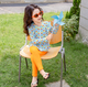 Orange Girls Long Sleeve Sun Protection Swimsuit Quick-Dry
