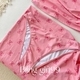 Rosa Rosa Schleife Halter Neck Zweiteiliger Badeanzug Mit Tiefem V-Ausschnitt
