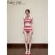 Rot Rot Fair Isle Gestreifter Druck Cami Badeanzug