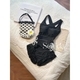 Black Cutout Floral One-Piece Swimsuit With Fixed Chest Pad And Cross Back