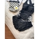 Black Cutout Floral One-Piece Swimsuit With Fixed Chest Pad And Cross Back