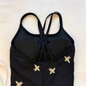 Black Bee Black Embroidered Bee One-Piece Swimsuit Square Leg