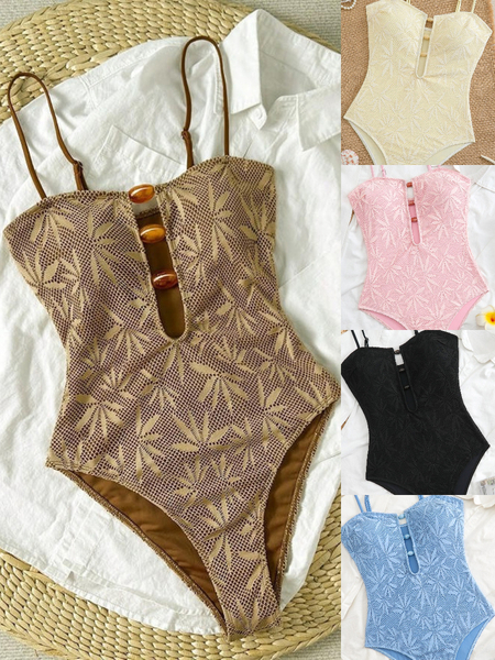 Bohemian Spaghetti Strap Backless One-Piece Swimsuit