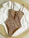 Bohemian Spaghetti Strap Backless One-Piece Swimsuit