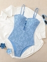 Bohemian Spaghetti Strap Backless One-Piece Swimsuit